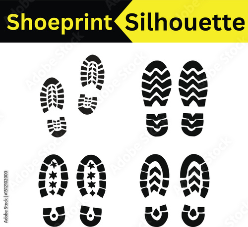 Collection of various shoe print silhouettes, ideal for design elements or graphic projects