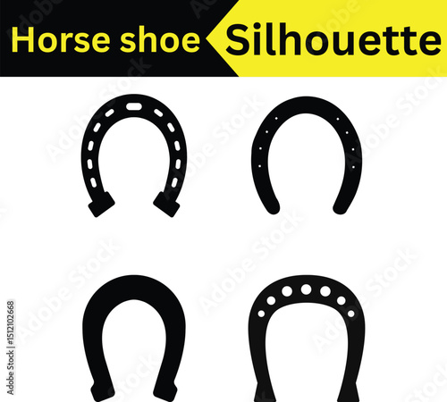 A collection of four different horseshoe silhouettes, each with unique details and designs.