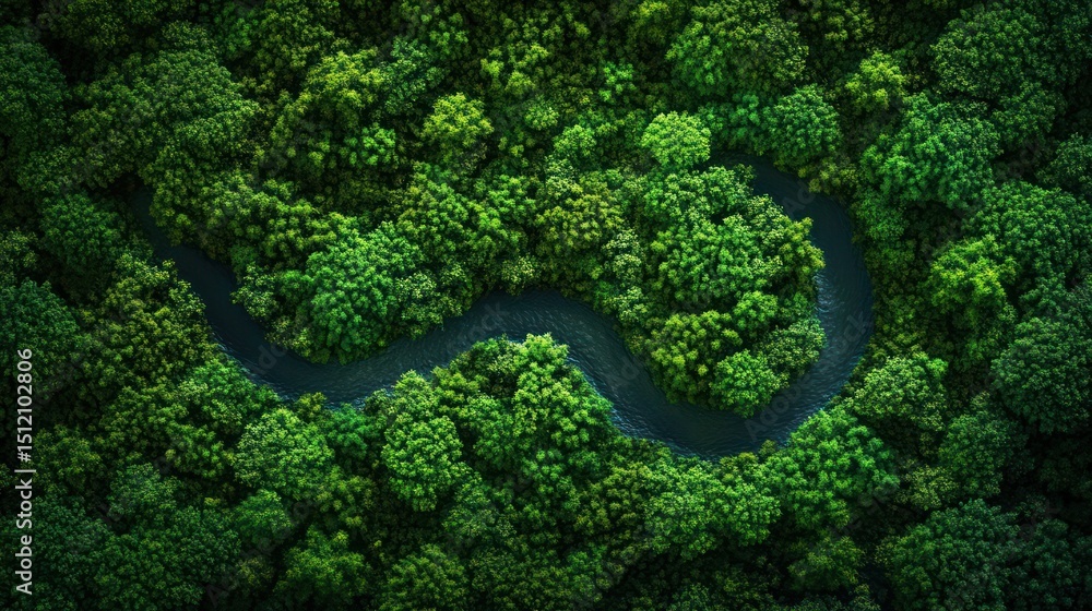 Obraz premium Lush forest with winding river