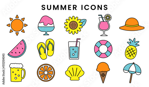 Outlined Summer Icons – Bold and Playful Seasonal Design Set