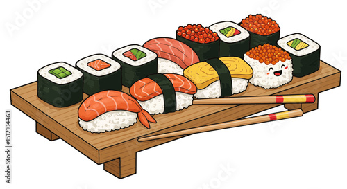sushi with chopsticks