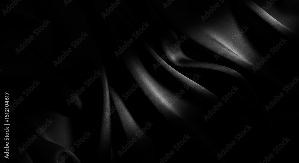 Fototapeta premium Mysterious dark fabric draped softly in shadow