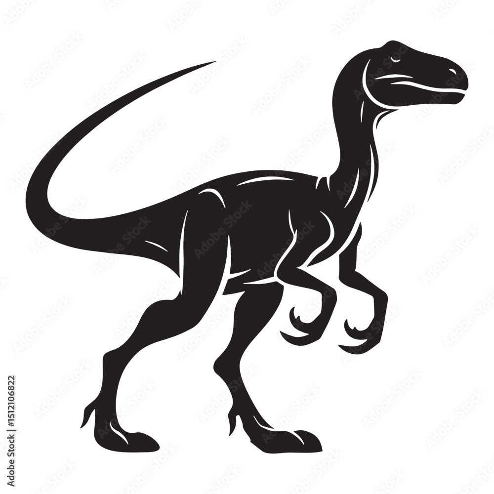 Fototapeta premium Tiny predator Compsognathus silhouette – Compsognathus illustration – Minimalist Compsognathus vector – Dinosaur silhouette
