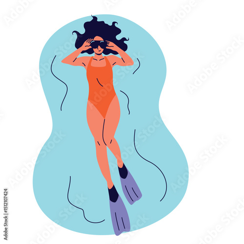 Illustration of an Swimming Pool with Flippers Cartoon Character