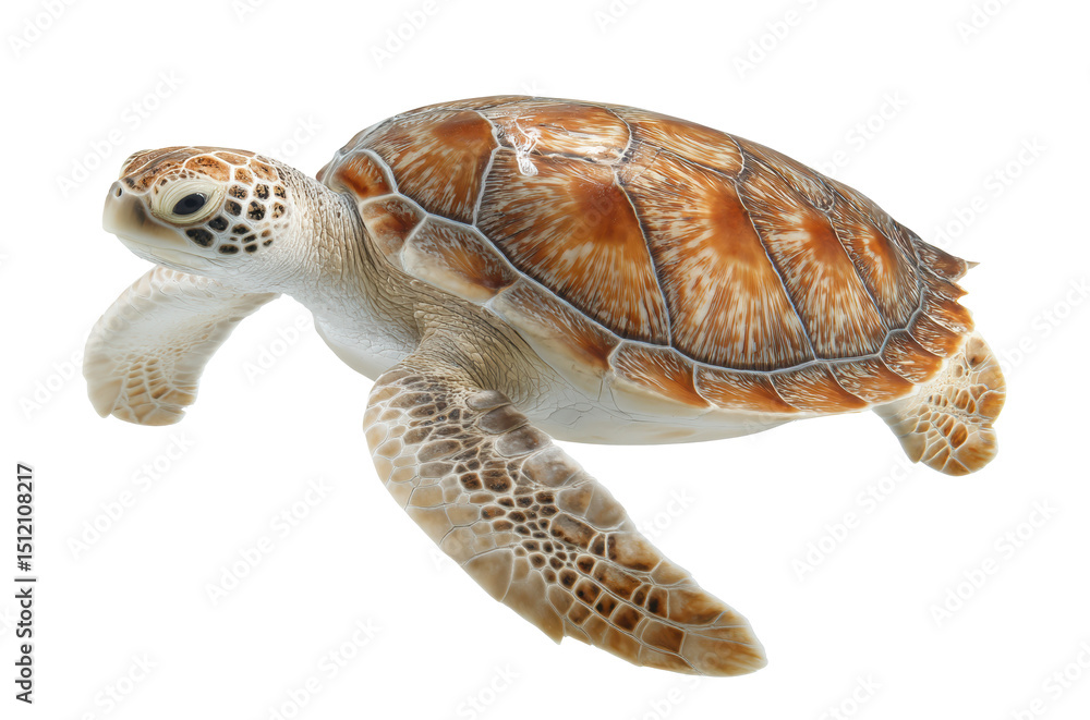 Obraz premium A sea turtle glides smoothly through vibrant ocean waters, cut out transparent