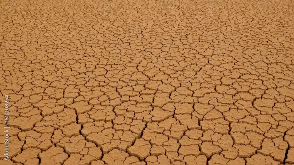 Dry, cracked earth surface showcasing drought conditions in a barren landscape under clear skies Dry, cracked earth surface showcasing drought conditions in a barren landscape under clear skies