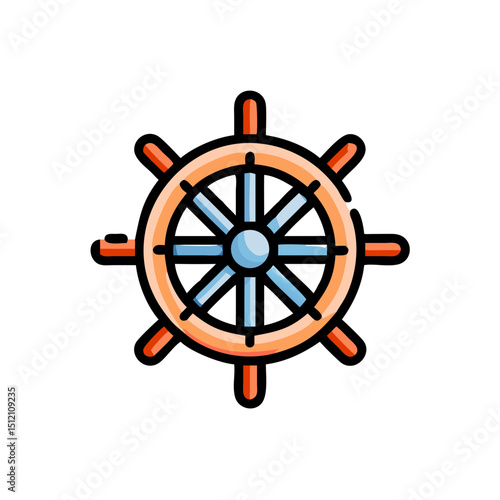 Colorful Ship Steering Wheel Icon