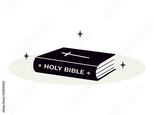 Bible vector illustration. Flat style holy book with cross symbol. Vector illustrations on isolated white background