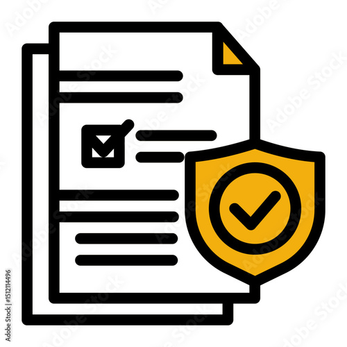 Signed contract with shield (Color Lineal Style)