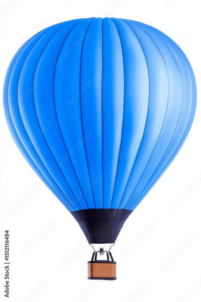Fototapeta premium Stunning blue hot-air balloon gracefully floats against a pristine white backdrop.