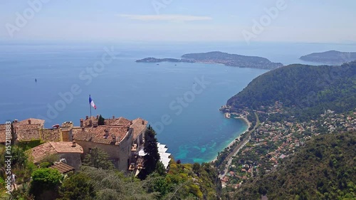 Scenic View of Eze Overlooking the French Riviera Coast