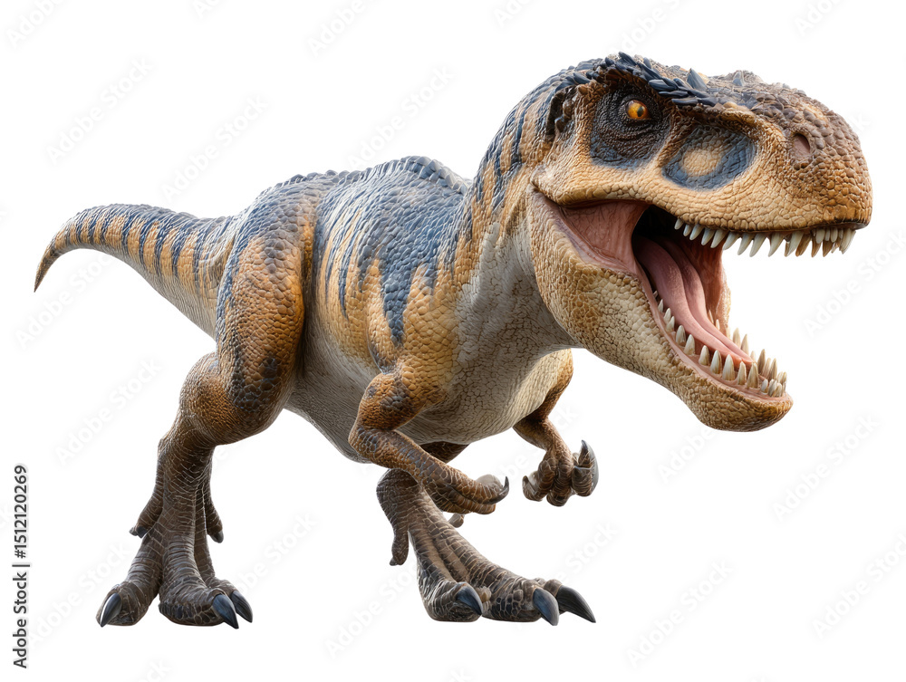Naklejka premium Jurassic Giant: A formidable depiction of a Tyrannosaurus Rex, exuding raw power and prehistoric majesty. It captures the awe-inspiring presence of a prehistoric behemoth. 
