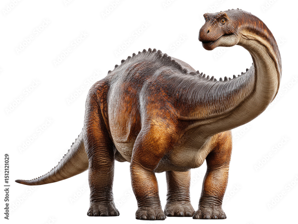 Obraz premium Ancient Giant: A detailed, photorealistic depiction of a majestic, long-necked Brachiosaurus, evoking the awe and wonder of the prehistoric era.