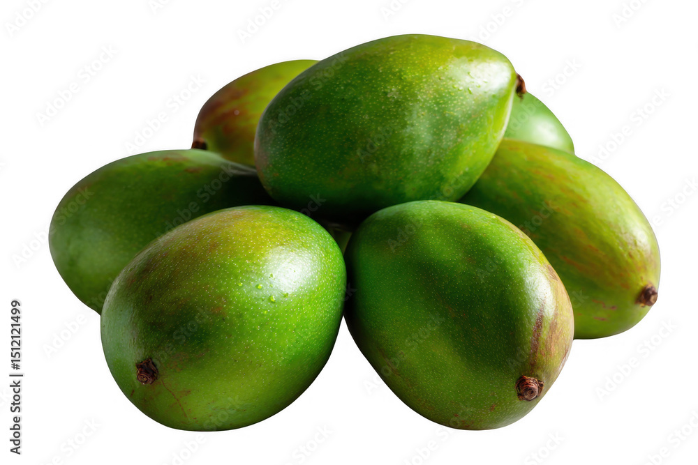 Mango Pile: An overhead shot showcases a pile of ripe, juicy mangoes, their vibrant green skin gleaming with freshness, inviting viewers to savor the tropical bounty. Mango Pile: An overhead shot showcases a pile of ripe, juicy mangoes, their vibrant green skin gleaming with freshness, inviting viewers to savor the tropical bounty.