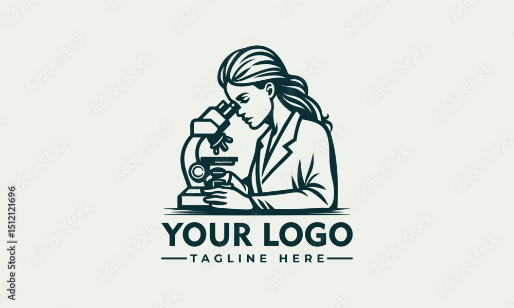 Obraz premium Female scientist observed specimen through microscope while recording results in laboratory environment. Science concept 
