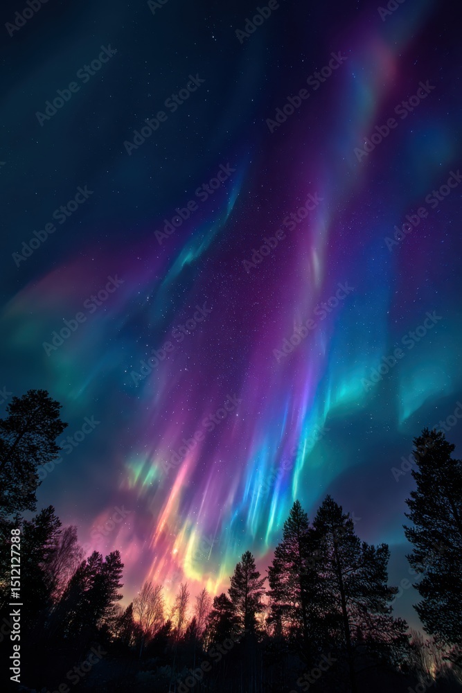 Captivating aurora borealis dance over pine forest north america night sky nature photography serene atmosphere Captivating aurora borealis dance over pine forest north america night sky nature photography serene atmosphere