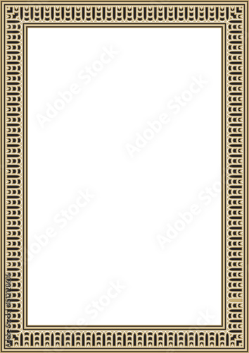 Vector gold and black square Egyptian ornament. Rectangle, frame, ancient Egypt.Pattern of lotus flowers and sun
