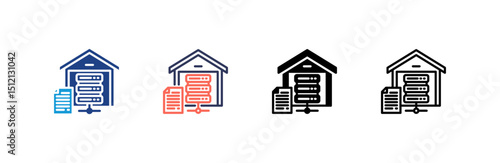 Data Warehouse icon set multiple style collection