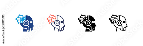 Cyborg icon set multiple style collection