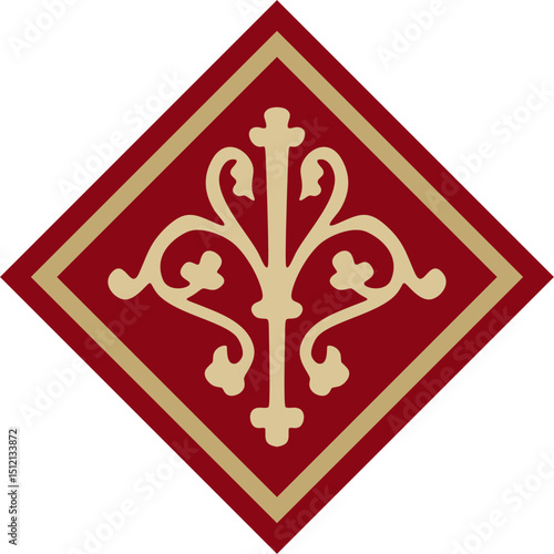 Vector gold and red ancient Roman ornament elements. Classic European parts of patterns. Lili and Krovns
