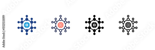 Nanotechnology icon set multiple style collection