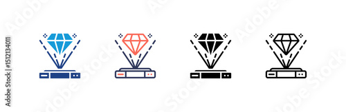 Hologram icon set multiple style collection
