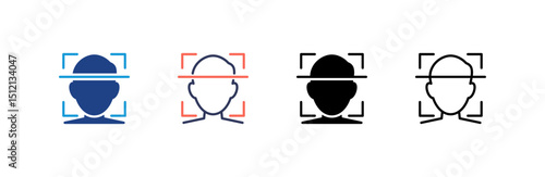 Face Recognition icon set multiple style collection