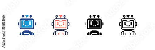 Robot icon set multiple style collection
