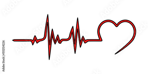 Heartbeat vector. Continuous one line drawing. Vector illustration.