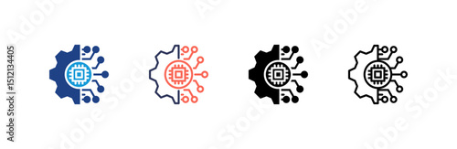 Artificial Intelligence icon set multiple style collection