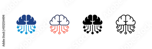 Deep Learning icon set multiple style collection