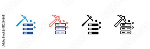 Data Mining icon set multiple style collection