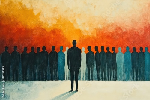 Individual Among Crowd Symbolizes Identity