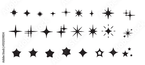 Bold Starburst and Glow Icon Set – Vector Sparkle Elements, Victor illustration eps 10