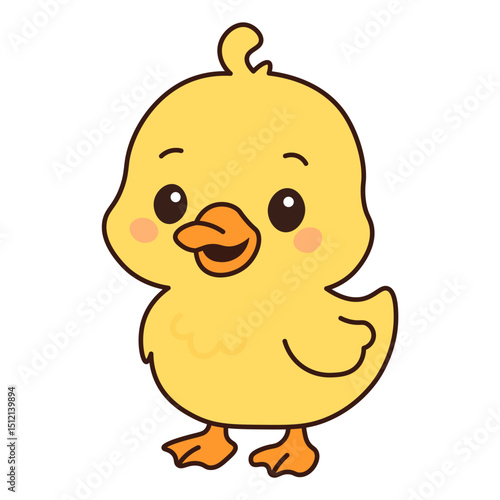 Adorable Baby Duck Character – Kawaii Style Clipart
