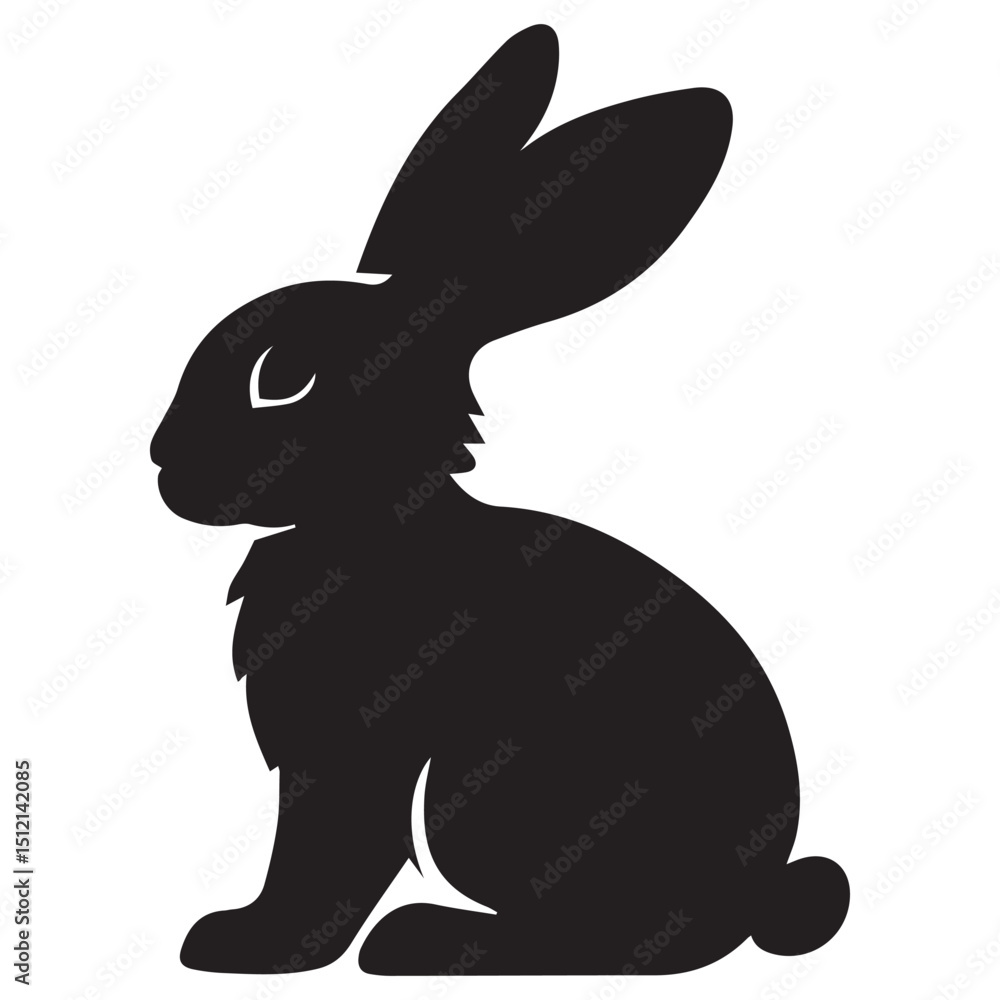 Obraz premium Silhouetted rabbit sitting profile view