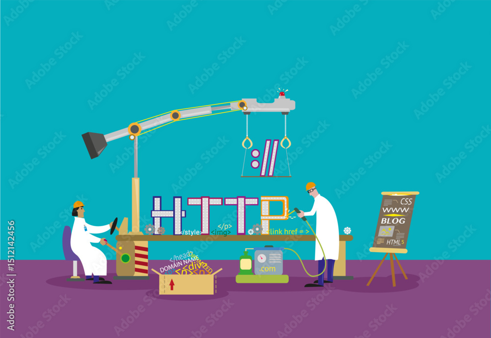 Naklejka premium Website Development team or IT professionals working concept. 