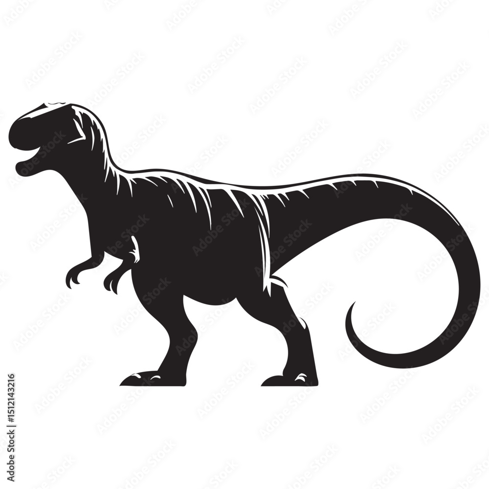 Obraz premium Clean and Fierce Giganotosaurus silhouette – Giganotosaurus illustration – Minimalist Giganotosaurus vector – Dinosaur silhouette