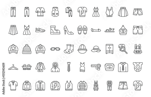 Clothing and accessory icons organized in rows