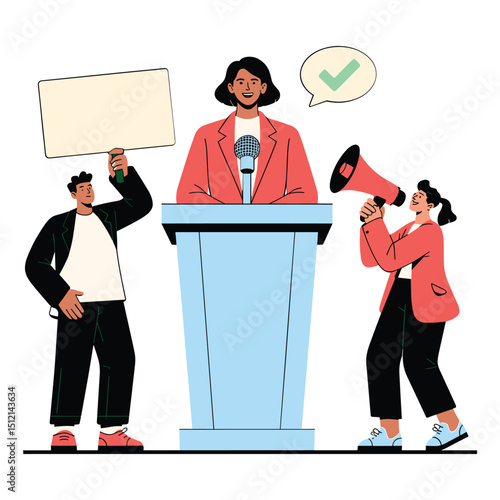 Political Campaign Rally Vector Illustration