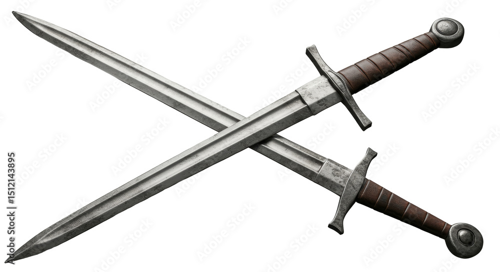 Two Swords Crossed Medieval Steel Weapons Illustration Two Swords Crossed Medieval Steel Weapons Illustration