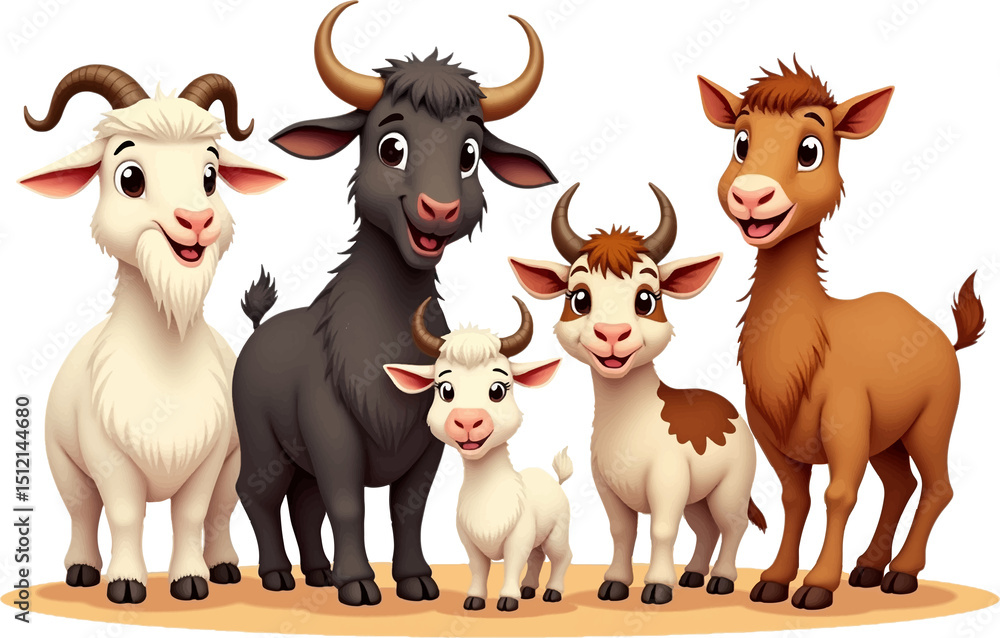 Obraz premium clip art illustration of isolated farm animals collection and transparent background