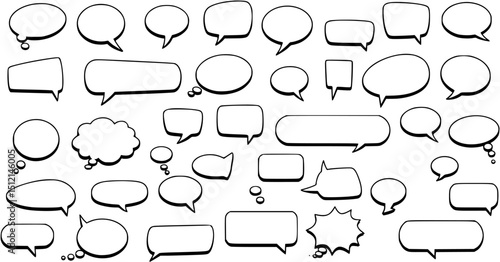 Set of speech bubbles. Speak bubble text, cartoon chatting box, message box. Blank empty vector white speech bubbles. Cartoon balloon word design.
