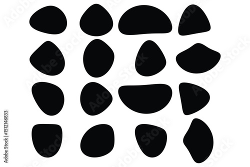 Abstract organic smooth blob shape icon vector illustration set for creative graphic design minimal modern soft rounded silhouette element pack.