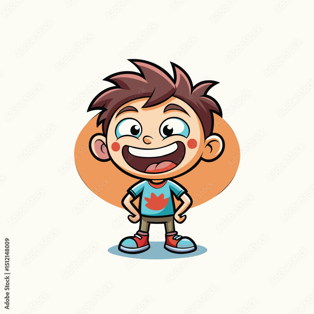 Cartoon logo of a giggling boy with gap vector illustration Cartoon logo of a giggling boy with gap vector illustration