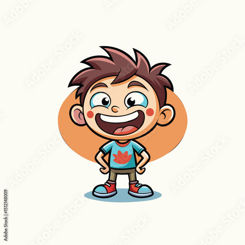 Cartoon logo of a giggling boy with gap vector illustration