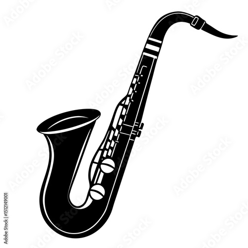 silhouette saxophone isolated on white background