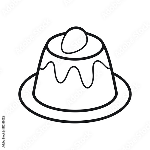 Panna Cotta Dessert Line Art Drawing