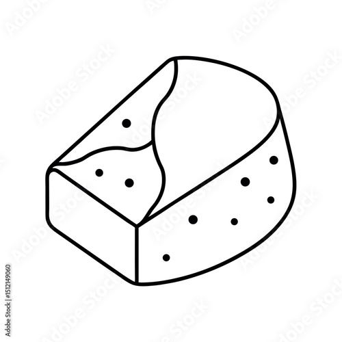 Queso Fresco Cheese Outline Vector Art
