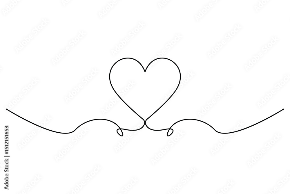 Fototapeta premium Minimalist continuous one line drawing of a heart outline for modern designs 